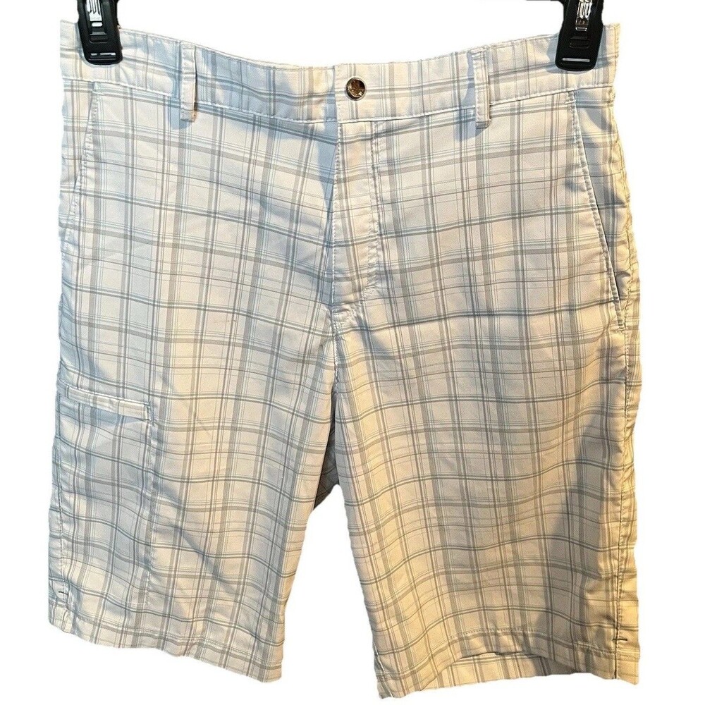 Calvin Klein Men's Plaid Shorts Button Zipper Belt Loops 11" Inseam Size 30